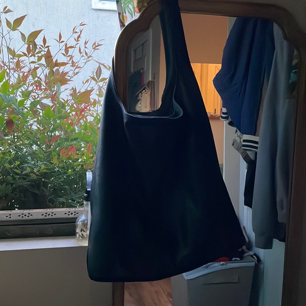 Leather slouch hobo handbag